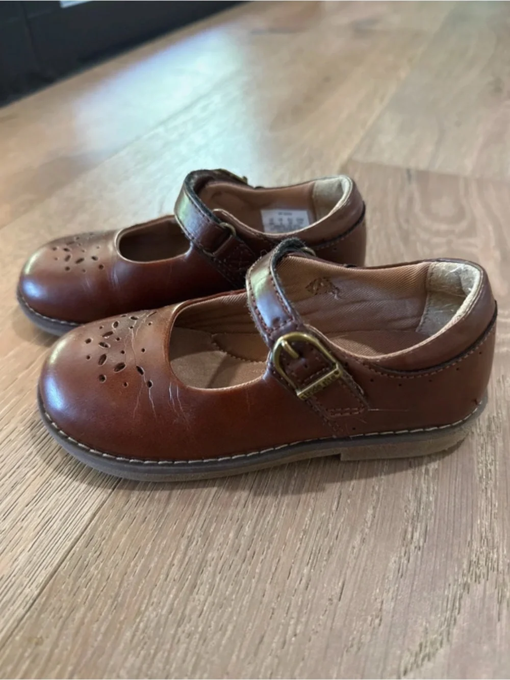 Stride Rite Girls Brown Leather Mary Jane Strap Shoes
